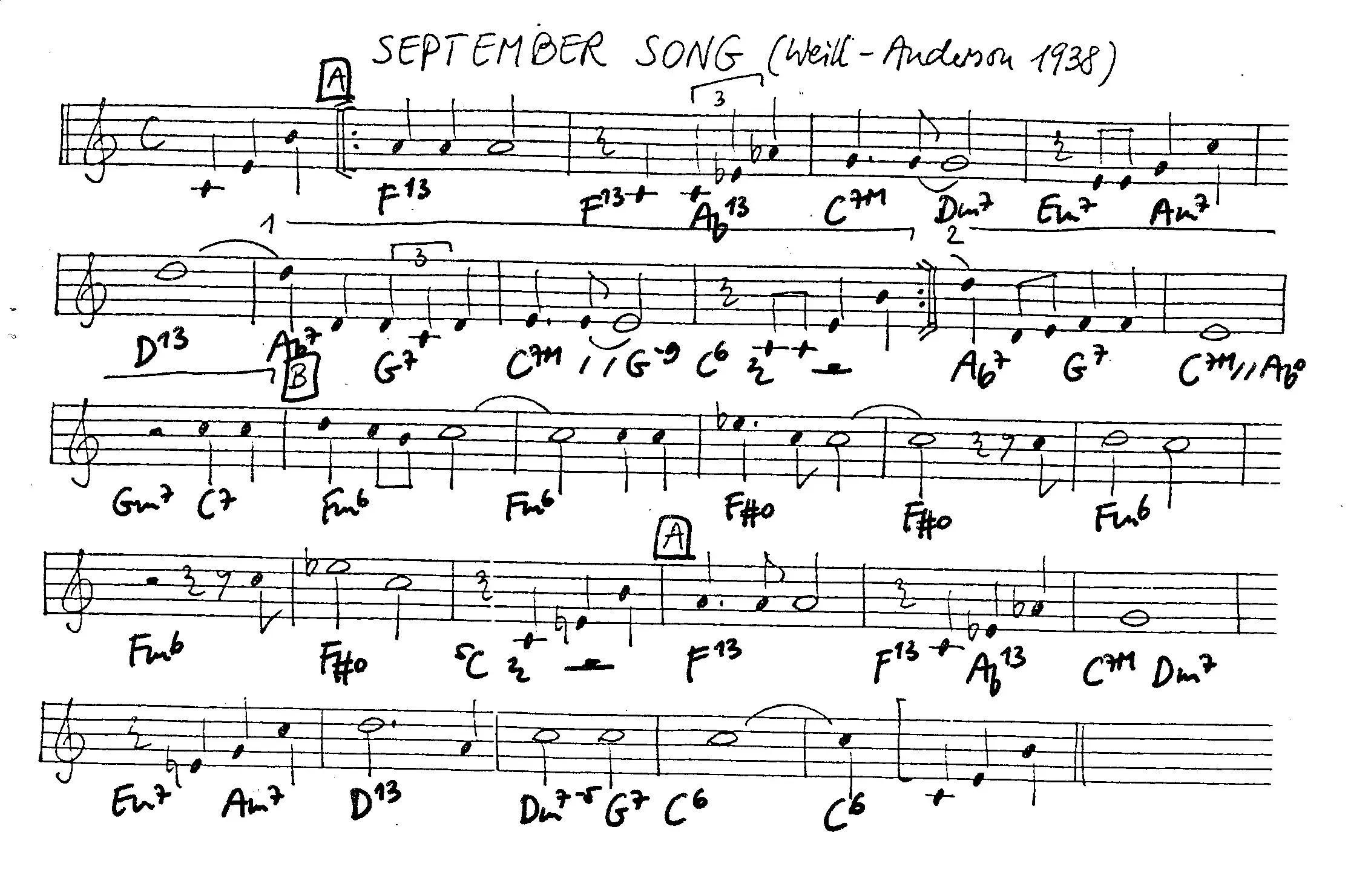 september song free jazz leadsheet - Courtesy of the Jungle Jazz Band